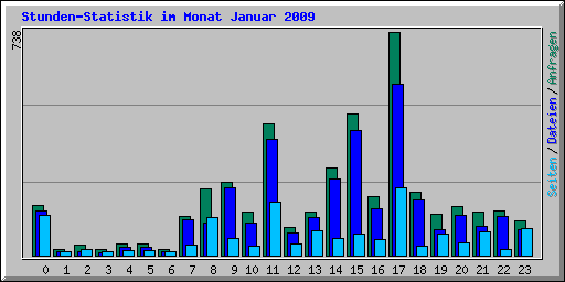 Stunden-Statistik im Monat Januar 2009